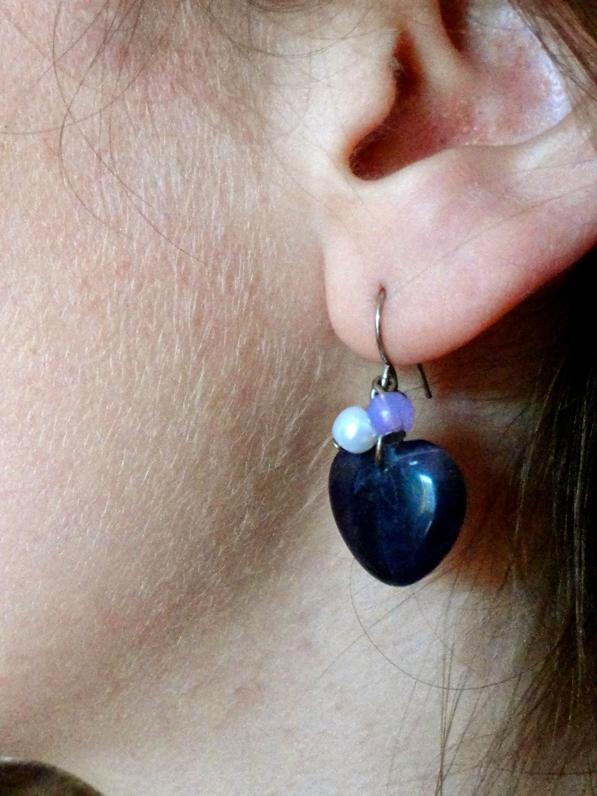 purple crystal heart earrings