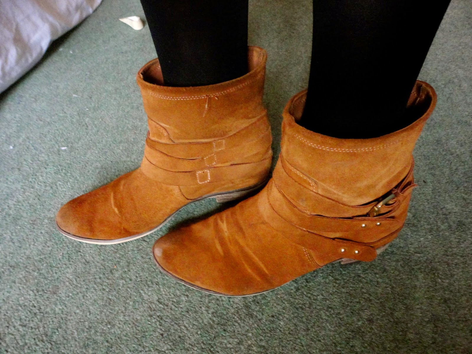 Brown suede ankle boots