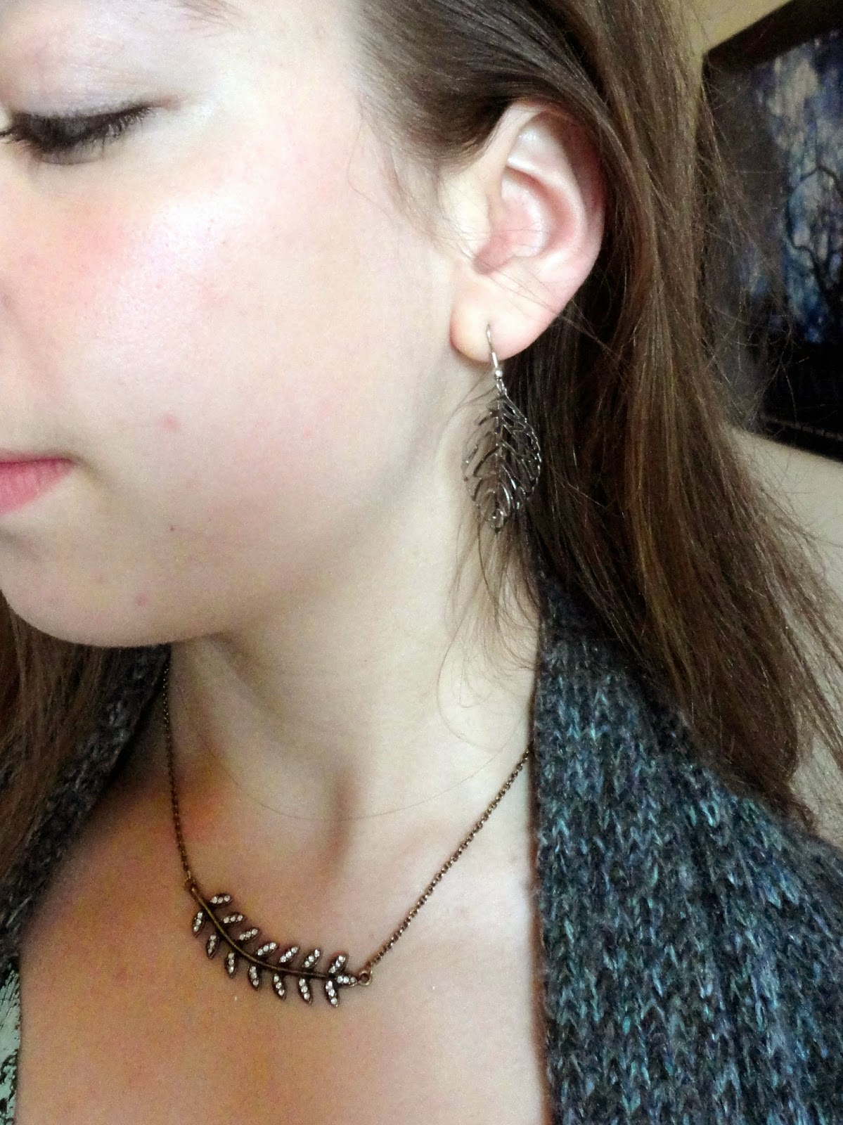 Silver leaf earrings & necklace