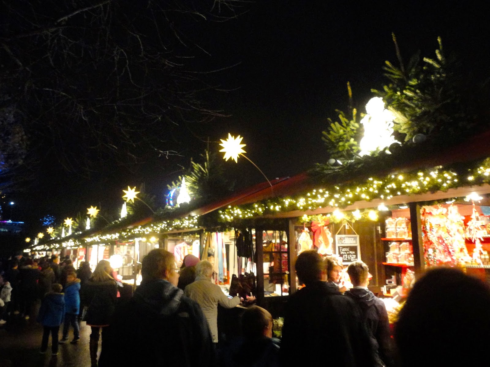 German market stalls in Edinburgh's Winter Wonderland at Christmas in Princes Street Gardens
