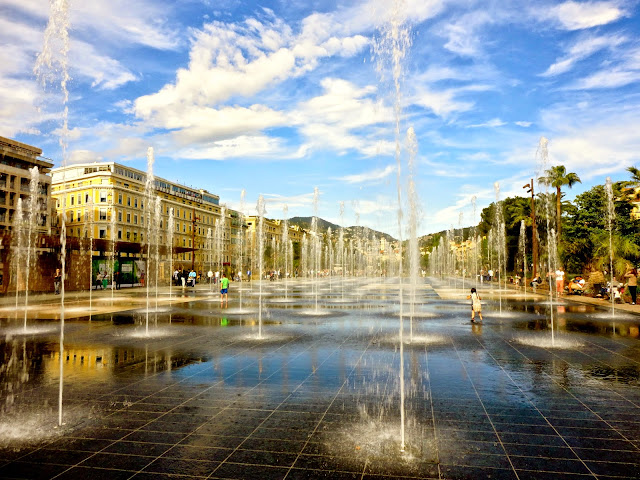 Fountains on Promenade du Paillon, Nice, France