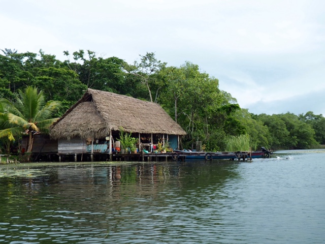 Local house on the shore of Lake Izabal, Guatemala