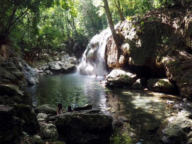 Hot springs waterfall near Rio Dulce, Guatemala