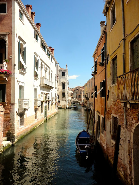Canal and gondola in Venice, Italy