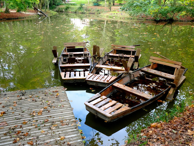 Da Vinci's boats on the pond in the gardens of the Clos Lucé, Amboise, France