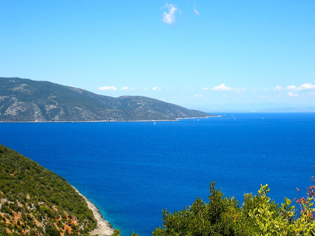 Mediterranean Sea and mountains of the island of Kefalonia, Greece