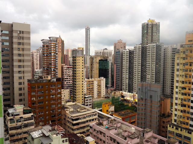 View of skyscraper buildings in Mong Kok, Kowloon, Hong Kong
