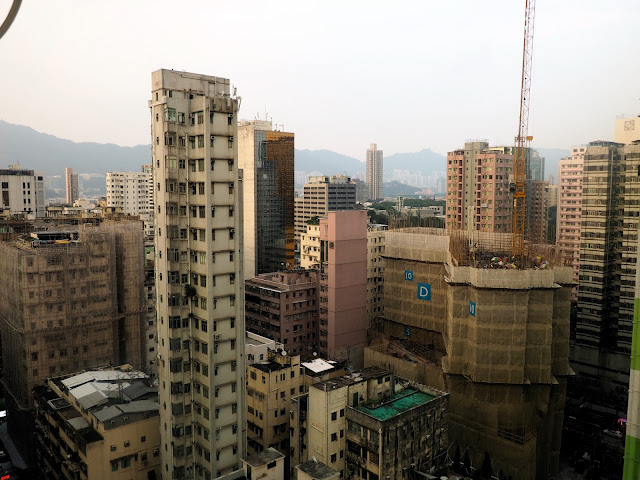 View of skyscraper buildings in Mong Kok, Kowloon, Hong Kong
