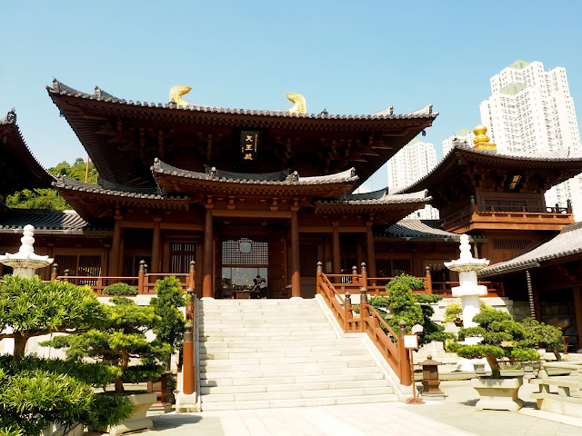 Buddhist temple of Chi Lin Nunnery in Nan Lian Gardens, Kowloon, Hong Kong