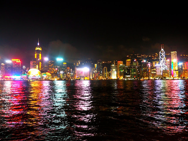 A Symphony of Lights | view of Hong Kong island and Victoria Harbour from TST promenade at night