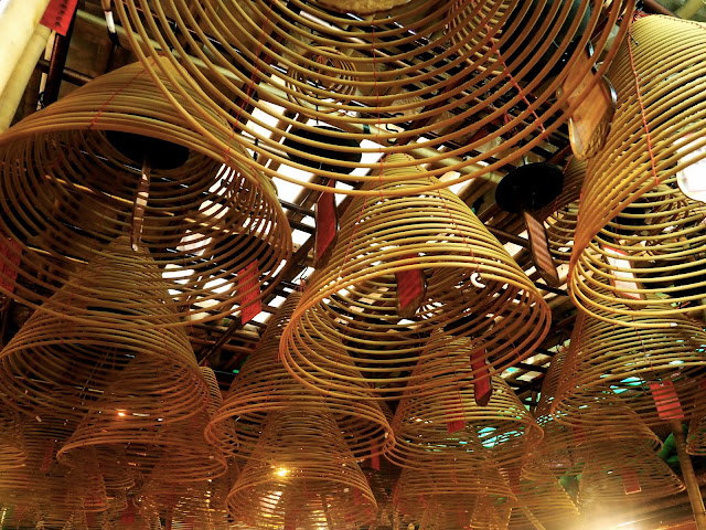Incense spirals inside Man Mo Temple, Sheung Wan, Hong Kong
