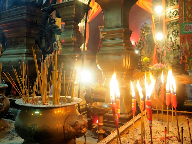 Candles & incense sticks inside Man Mo Temple, Sheung Wan, Hong Kong