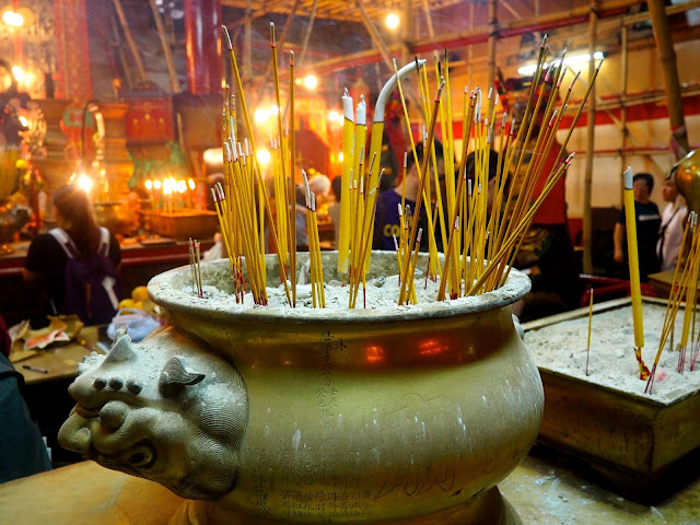 Burned incense sticks inside Man Mo Temple, Sheung Wan, Hong Kong