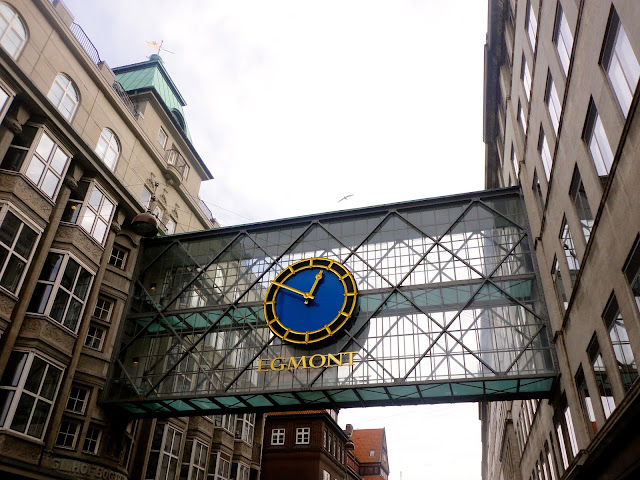 Egmont clock on glass walkway in Copenhagen, Denmark