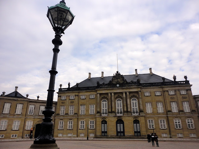 Amalienborg Palace, and lamp post, in Copenhagen, Denmark