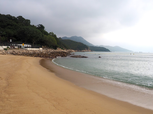 Waves lapping on the sand at Hung Shing Yeh beach, Lamma Island, Hong Kong