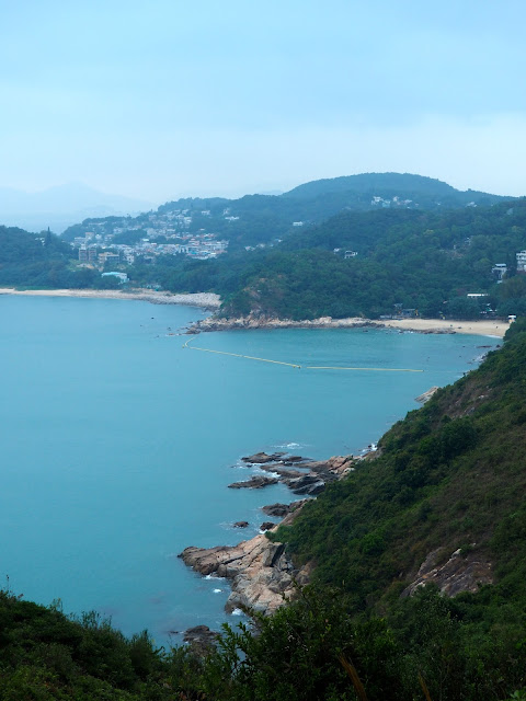 View north from the Family Trail lookout pavilion, of Yung Shue Wan and Hung Shing Yeh beach, on Lamma Island, Hong Kong