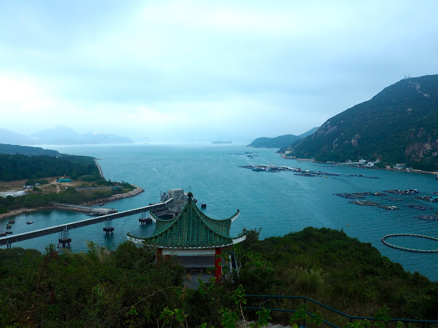 View of the harbour at Sok Kwu Wan, and Hong Kong island in the distance, from the Family Trail walk, Lamma Island, Hong Kong
