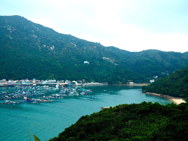 View of Sok Kwu Wan village and harbour from the Family Trail walk, Lamma Island, Hong Kong