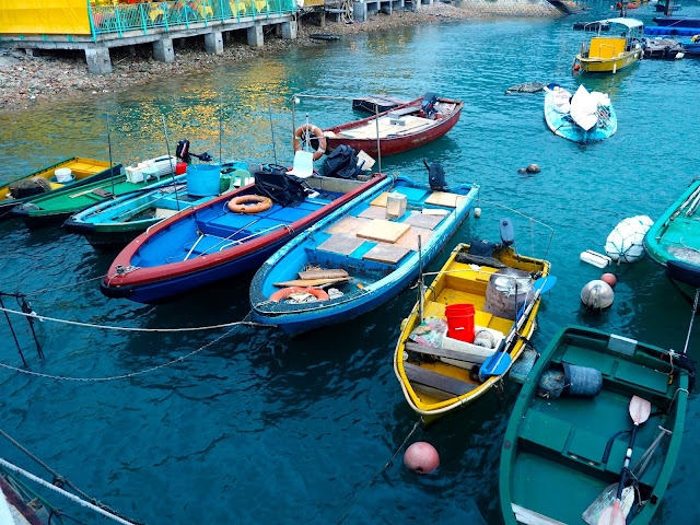Colourful fishing boats in Sok Kwu Wan harbour, Lamma Island, Hong Kong