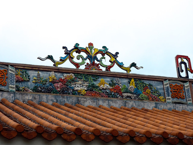 Colourful flowers on the roof of Pak Tai Temple, Cheung Chau Island, Hong Kong