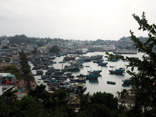 View of Cheung Chau village and boats in the harbour, Hong Kong