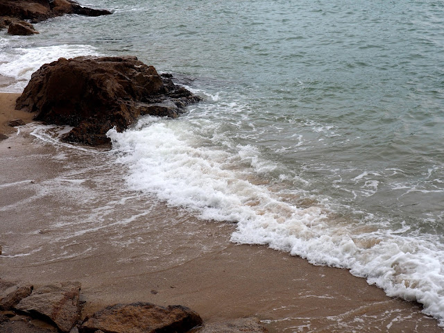 Waves crashing on the beach on the north side of Cheung Chau Island, Hong Kong