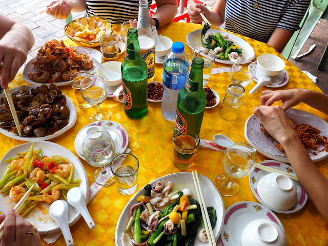 Seafood lunch in Cheung Chau village, Hong Kong