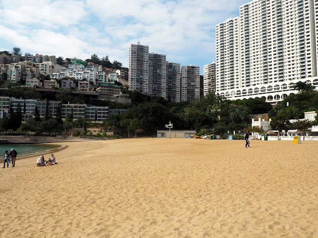 Sandy beach and the surrounding buildings at Repulse Bay Beach, Hong Kong