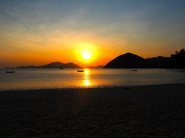Sunset by the ocean on Repulse Bay Beach, Hong Kong
