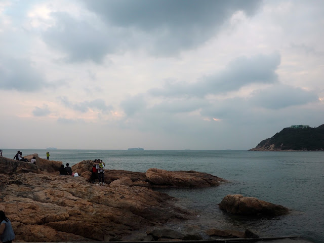 Rock formations in the ocean at the natural harbour at Stanley, Hong Kong