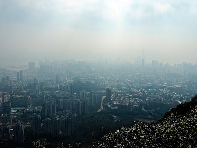 View of Kowloon, with smog and pollution, from Lion Rock Peak, Hong Kong