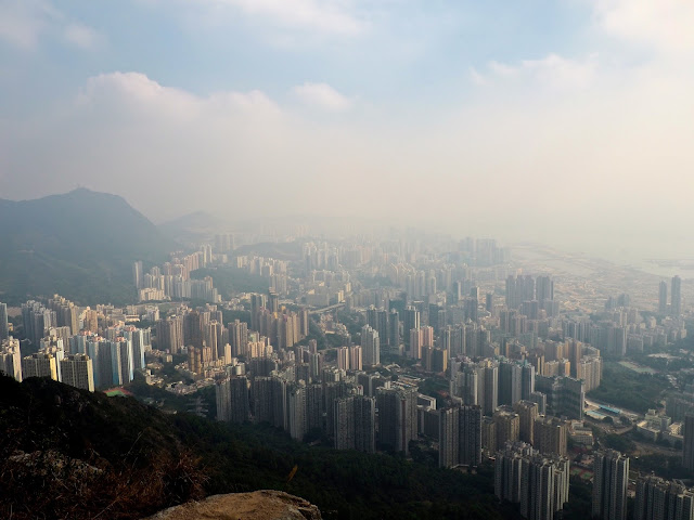 View of Kowloon, with smog and pollution, from Lion Rock Peak, Hong Kong