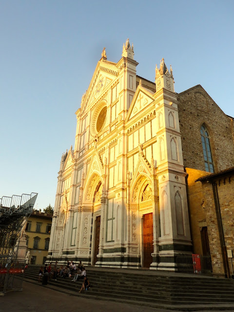 Basilica of Santa Croce at dusk in Florence, Italy