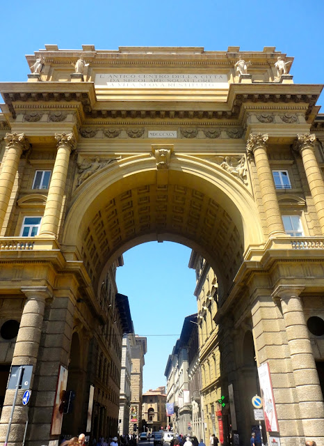 European architecture archway in the Piazza della Repubblica in Florence, Italy