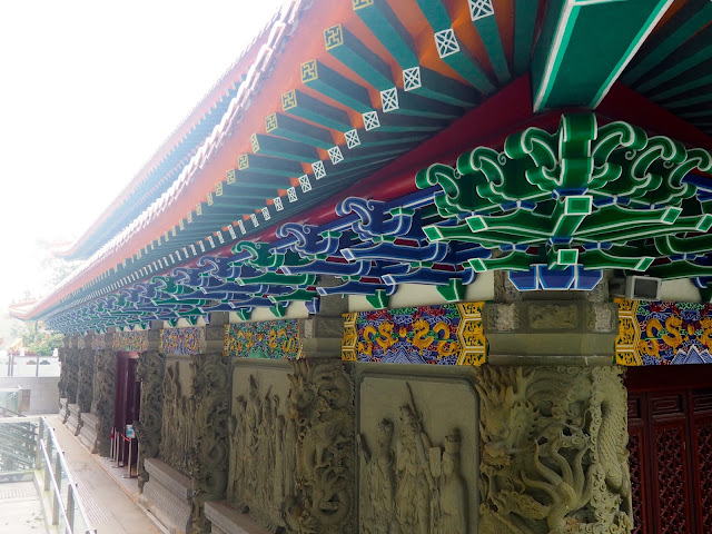 Colourful roof designs on Po Lin Monastery, Ngong Ping, Lantau Island, Hong Kong