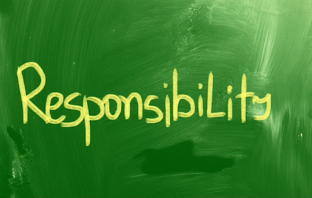 Responsibility text in yellow letters on green paint background