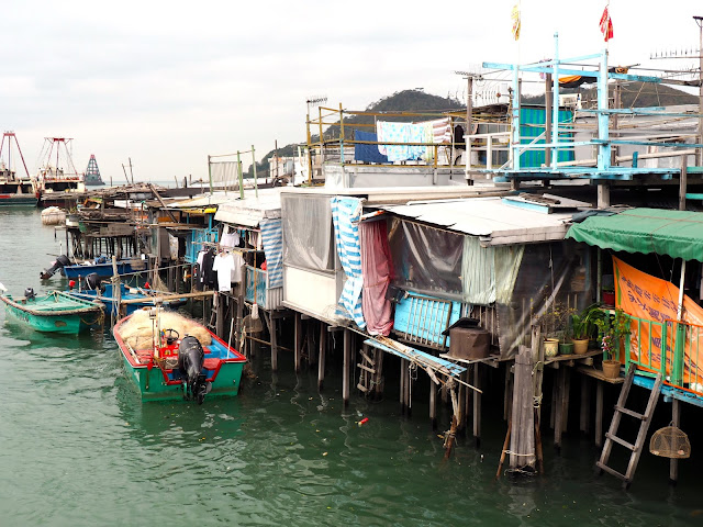 Stilt houses and fishing boats in Tai O fishing village, Lantau Island, Hong Kong