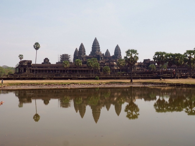 Angkor Wat with reflection in water, Cambodia