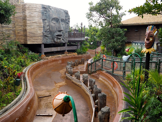 The Rapids ride, without water, in the Rainforest area of Ocean Park, Hong Kong