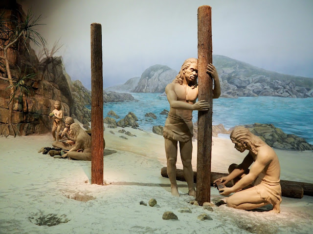 Neanderthals on display in the prehistoric exhibit of the Hong Kong Museum of History