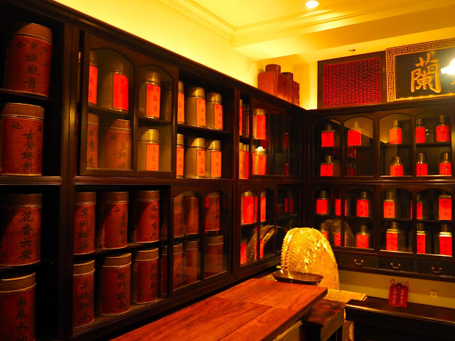 Tea shop display in Hong Kong street recreation exhibit in Hong Kong Museum of History