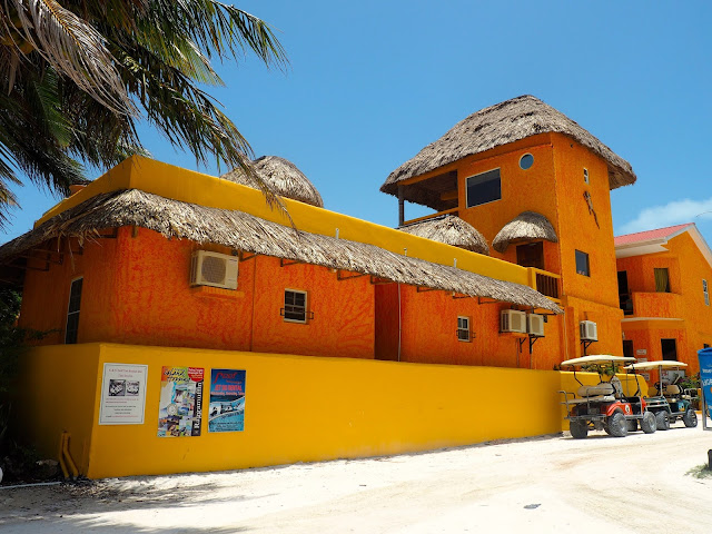 Colourful orange building on Caye Caulker, Belize