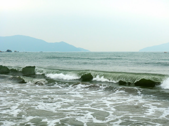 Waves crashing on Cheung Sha beach, Lantau Island, Hong Kong