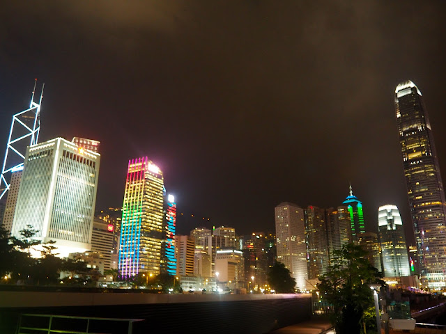 Central skyscrapers at night, Hong Kong