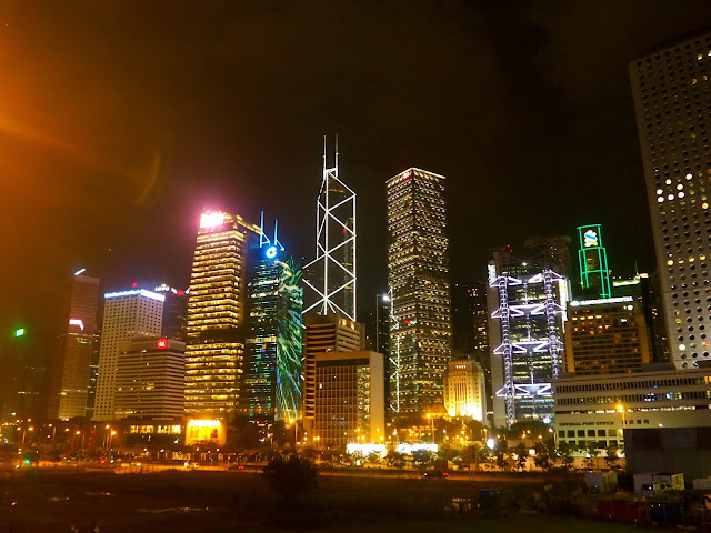 Central & Admiralty skyscrapers at night, Hong Kong