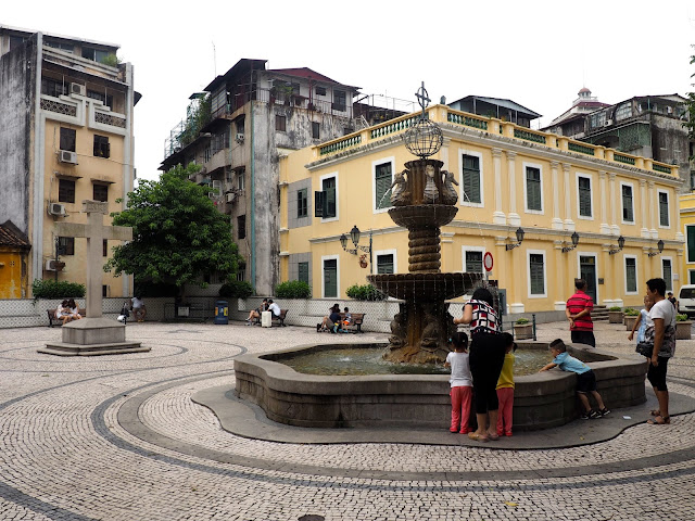 Fountain in Portuguese old town of Macau