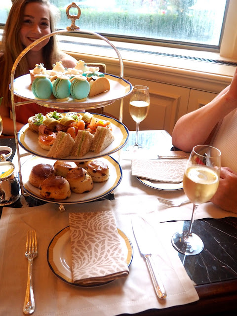 Afternoon Tea tier with champagne at The Peninsula, Hong Kong