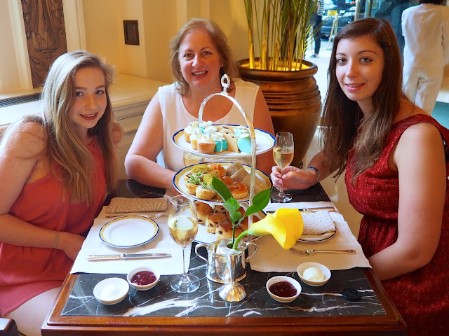 Me, my mum and sister enjoying afternoon tea at The Peninsula, Hong Kong