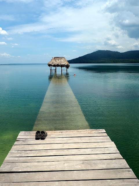 Pier by a lake on the road to Tikal, Guatemala